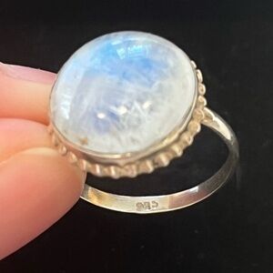 Sterling silver moonstone ring. Size 7.5